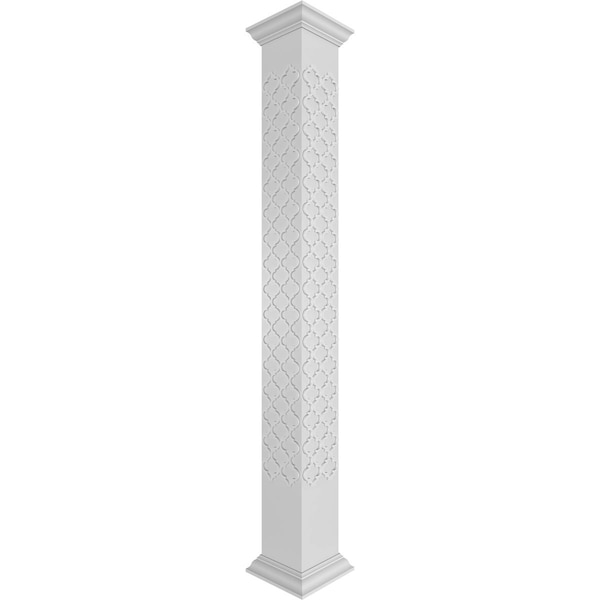 Ekena Millwork Craftsman Classic Square Non-Tapered Medium Marrakesh Fretwork Column w/ Crown Capital & Crown Base - CC1009ENMKMCRCR