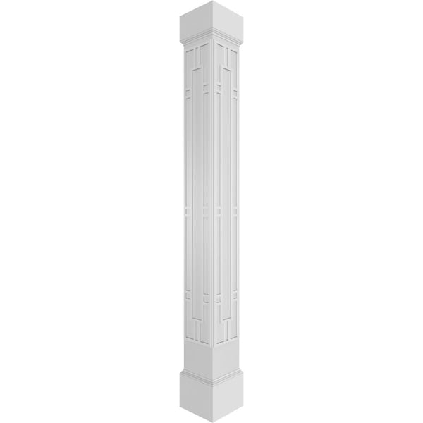 Ekena Millwork Craftsman Classic Square Non-Tapered Hastings Fretwork Column w/ Mission Capital & Mission Base - CC1209ENHASMIMI