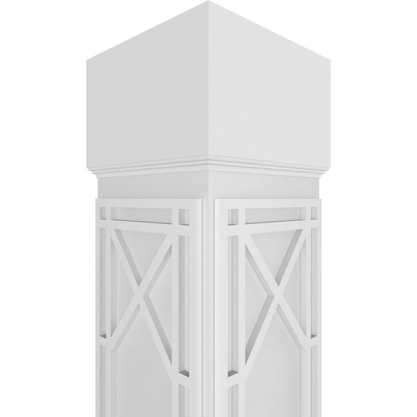 Ekena Millwork Craftsman Classic Square Non-Tapered Bungalow Fretwork Column w/ Standard Capital & Standard Base - CC0808ENBNGCSCS