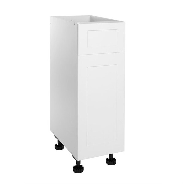 Cambridge Quick Assemble Modern Style, Shaker White 12 in. Base Kitchen Cabinet, 1 Drawer (12 in. W x 24 in. D x 34.50 in. H) - SA-BU12-SW