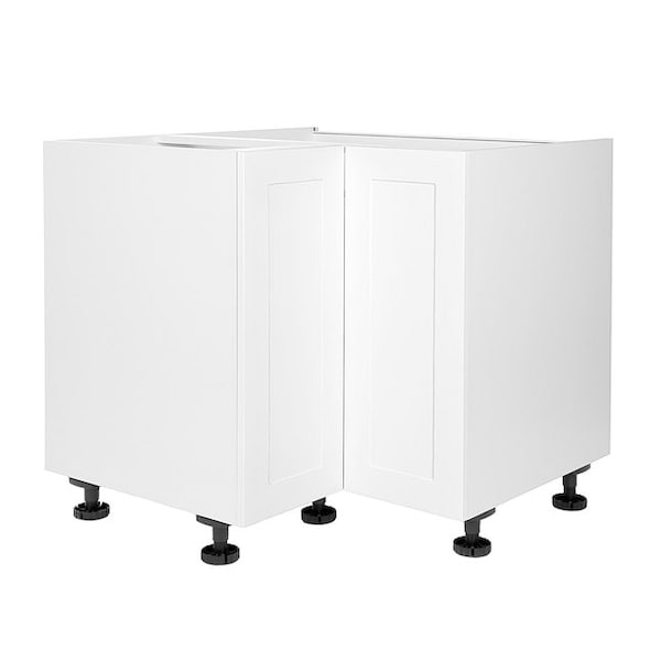 Cambridge Quick Assemble Modern Style, Shaker White 36 in. Lazy Susan Base Kitchen Cabinet (36 in. W x 24 in. D x 34.50 in. H) - SA-BULZ36-SW