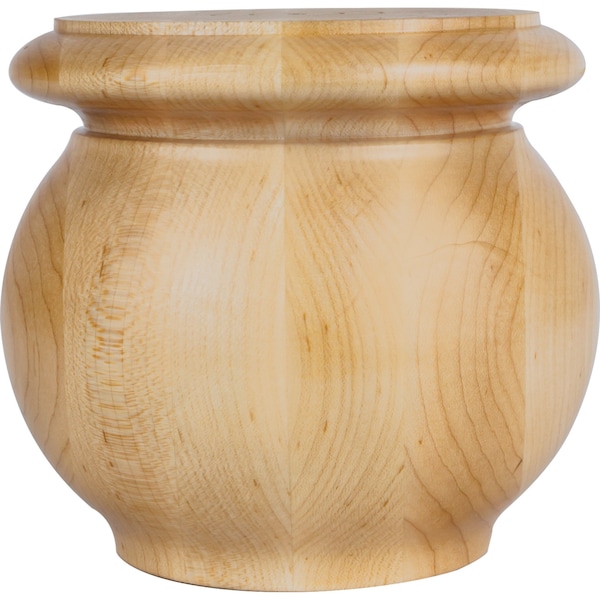 Hardware Resources 5" Wx5"Dx4-1/2"H Rubberwood Pot Belly Bun Foot - BF16-1-RW