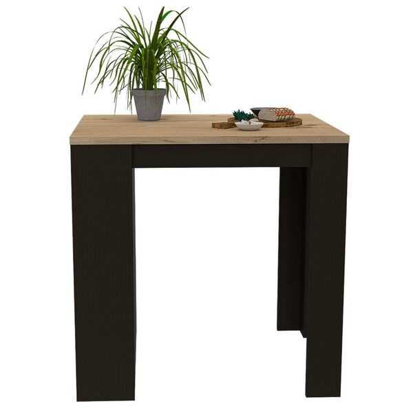 Tuhome Tanna Kitchen Counter Dining Table, Two Legs, Three Side Shelves, Black/Pine - MWD5460