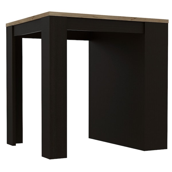 Tuhome Tanna Kitchen Counter Dining Table, Two Legs, Three Side Shelves, Black/Pine - MWD5460