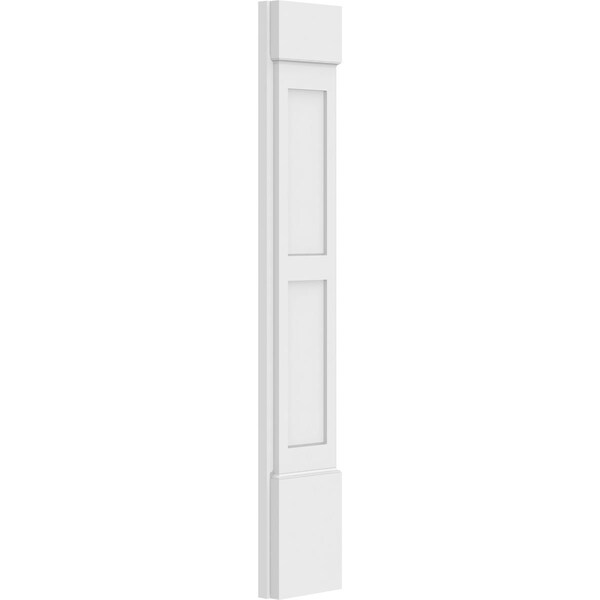 Ekena Millwork Two Equal Flat Panel PVC Pilaster w/Standard Capital & Base, 8"W x 48"H x 2"P - PILP08X048DFP01-2