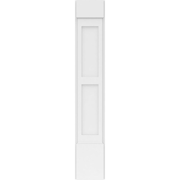 Ekena Millwork Two Equal Flat Panel PVC Pilaster w/Standard Capital & Base, 8"W x 48"H x 2"P - PILP08X048DFP01-2