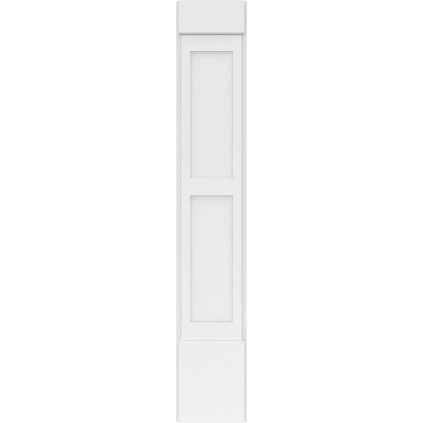 Ekena Millwork Two Equal Flat Panel PVC Pilaster w/Standard Capital & Base, 10"W x 60"H x 2"P - PILP10X060DFP01-2