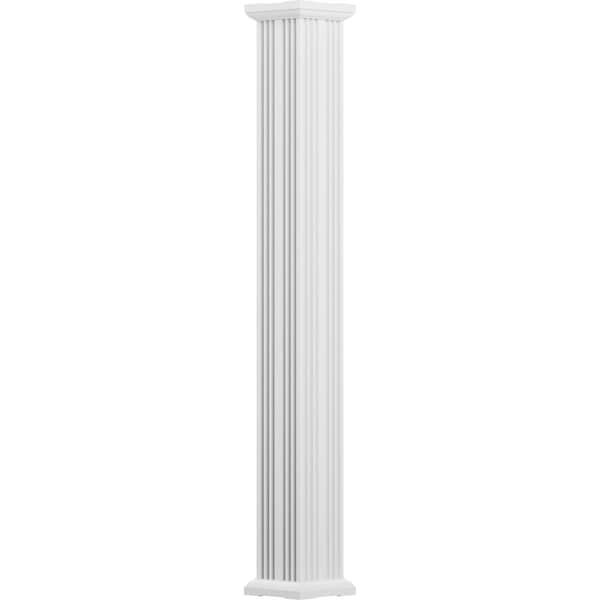 Ekena Millwork 10" x 12' Endura-Aluminum Column, Square Shaft (For Post Wrap Installation), Non-Tapered, FLuted - EA1012INFSPTUTU