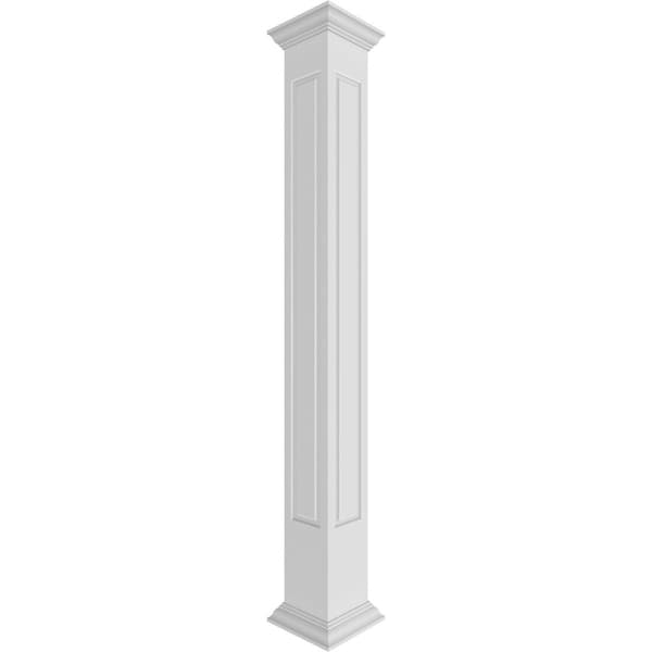 Ekena Millwork Craftsman Classic Square Non-Tapered, Raised Panel PVC Column, Crown Capital & Crown Base - CC0810ENRCRCR