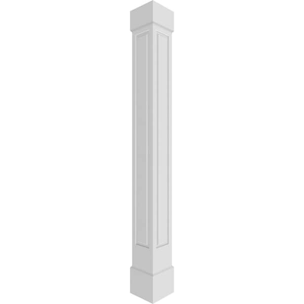 Ekena Millwork Craftsman Classic Square Non-Tapered Raised Panel PVC Column, Standard Capital & Standard Base - CC1208ENRCSCS