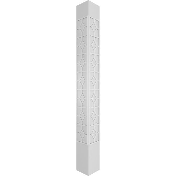 Ekena Millwork Craftsman Classic Square Non-Tapered Kinsman Fretwork Column w/ Tuscan Capital & Tuscan Base - CC1208ENKNSTUTU