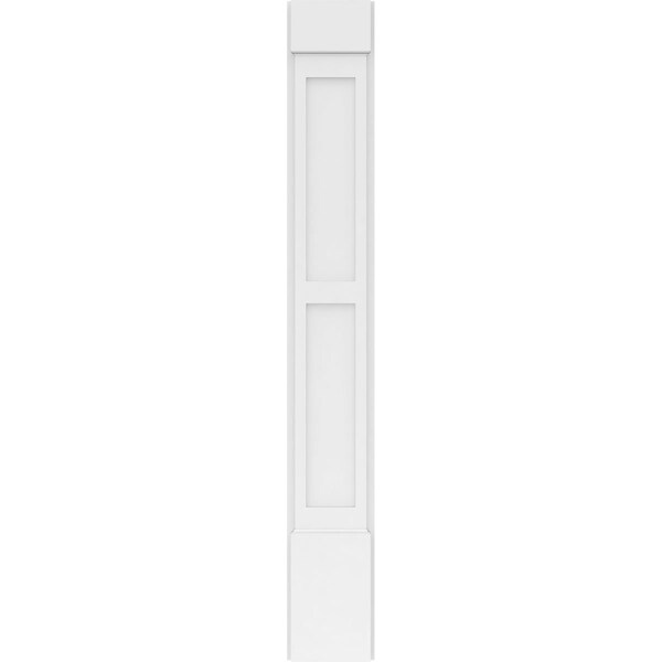 Ekena Millwork Two Equal Flat Panel PVC Pilaster w/Standard Capital & Base, 8"W x 60"H x 2"P - PILP08X060DFP01-2