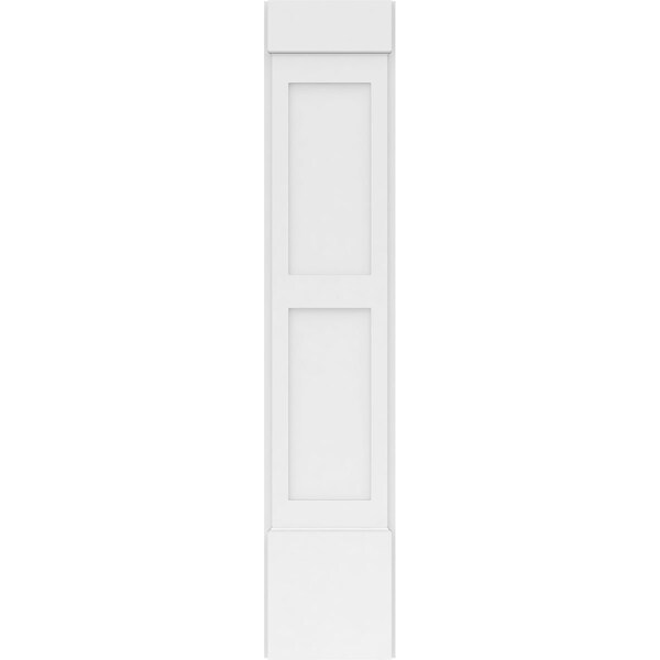 Ekena Millwork Two Equal Flat Panel PVC Pilaster w/Standard Capital & Base, 12"W x 60"H x 2"P - PILP12X060DFP01-2