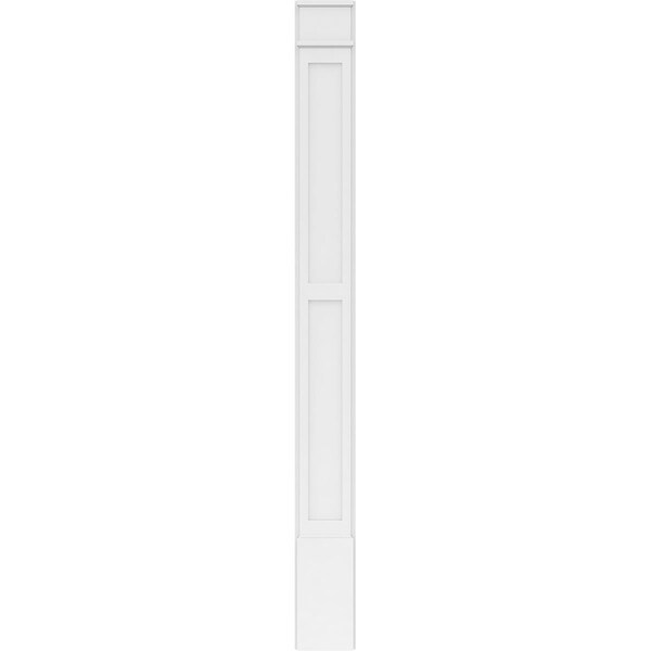 Ekena Millwork Two Equal Flat Panel PVC Pilaster w/Decorative Capital & Base, 9"W x 96"H x 2"P - PILP09X096DFP02-2