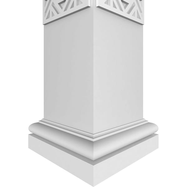 Ekena Millwork Craftsman Classic Square Non-Tapered Mid-Century Fretwork Column w/ Tuscan Capital & Tuscan Base - CC1208ENMIDTUTU