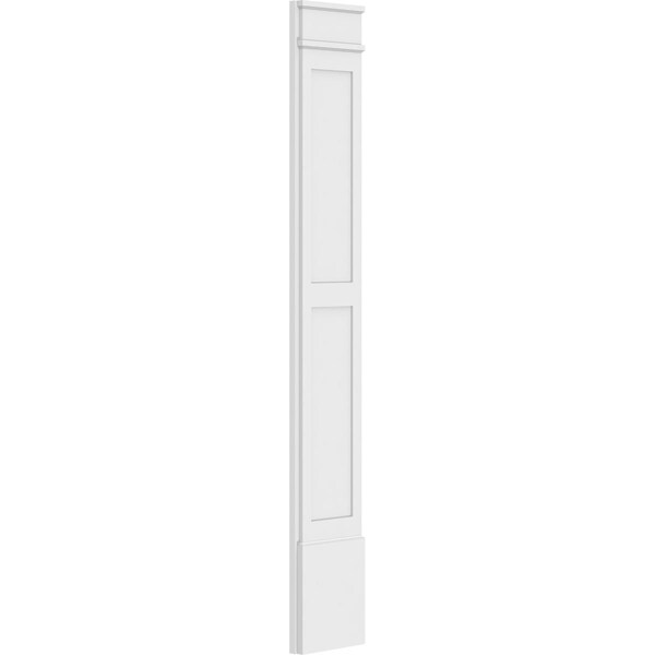 Ekena Millwork Two Equal Flat Panel PVC Pilaster w/Decorative Capital & Base, 12"W x 82"H x 2"P - PILP12X082DFP02-2