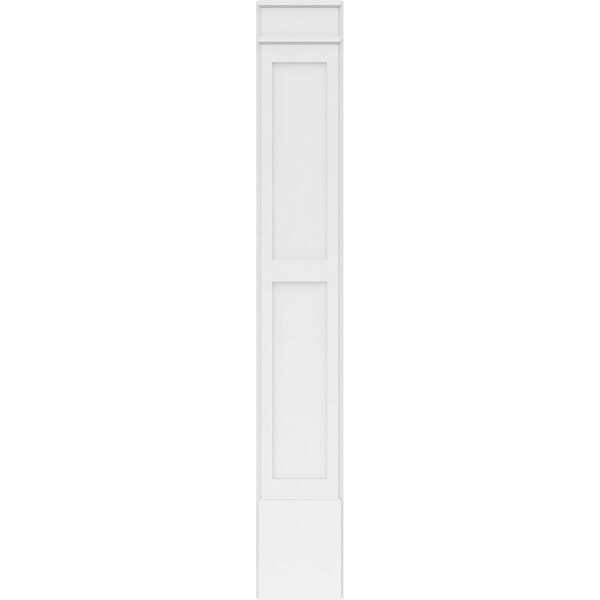 Ekena Millwork Two Equal Flat Panel PVC Pilaster w/Decorative Capital & Base, 12"W x 82"H x 2"P - PILP12X082DFP02-2