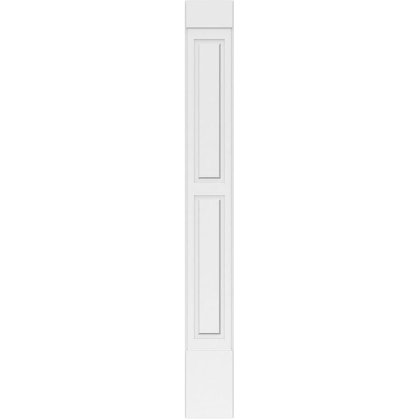 Ekena Millwork Two Equal Raised Panel PVC Pilaster w/Standard Capital & Base, 12"W x 102"H x 2"P - PILP12X102DRP01-2