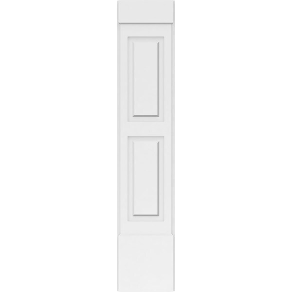Ekena Millwork Two Equal Raised Panel PVC Pilaster w/Standard Capital & Base, 12"W x 60"H x 2"P - PILP12X060DRP01-2