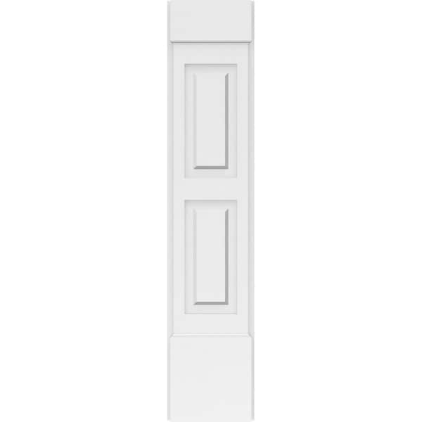 Ekena Millwork Two Equal Raised Panel PVC Pilaster w/Standard Capital & Base, 10"W x 48"H x 2"P - PILP10X048DRP01-2