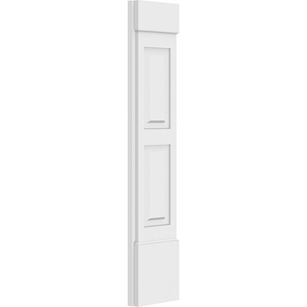 Ekena Millwork Two Equal Raised Panel PVC Pilaster w/Standard Capital & Base, 10"W x 48"H x 2"P - PILP10X048DRP01-2