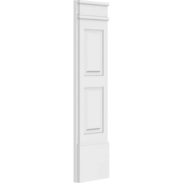Ekena Millwork Two Equal Raised Panel PVC Pilaster w/Decorative Capital & Base, 12"W x 48"H x 2"P - PILP12X048DRP02-2