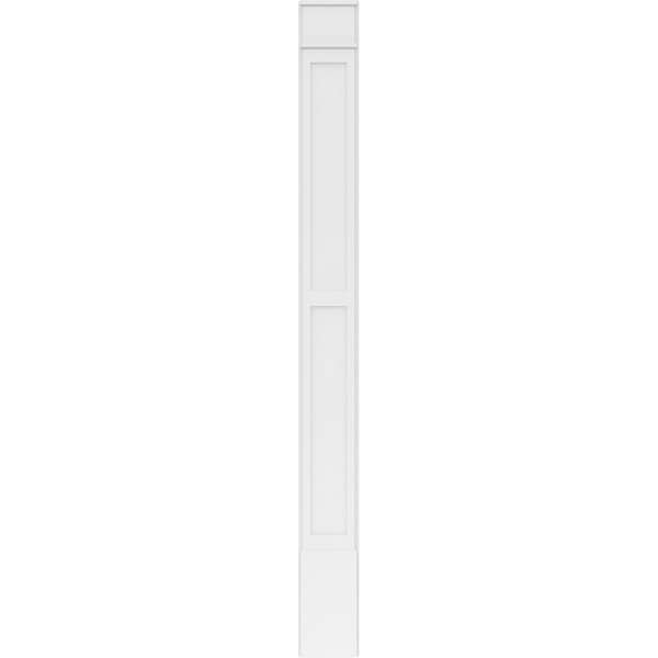 Ekena Millwork Two Equal Flat Panel PVC Pilaster w/Decorative Capital & Base, 10"W x 108"H x 2"P - PILP10X108DFP02-2