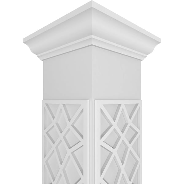 Ekena Millwork Craftsman Classic Square Non-Tapered Mosaic Fretwork Column w/ Crown Capital & Crown Base - CC1010ENMSCCRCR