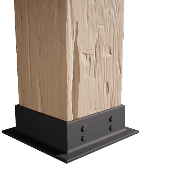 Ekena Millwork Rough Sawn Faux Wood Non-Tapered Square Column Wrap w/ Standard Capital & Base, 8"W x 18'H - COLURS08X216STUF
