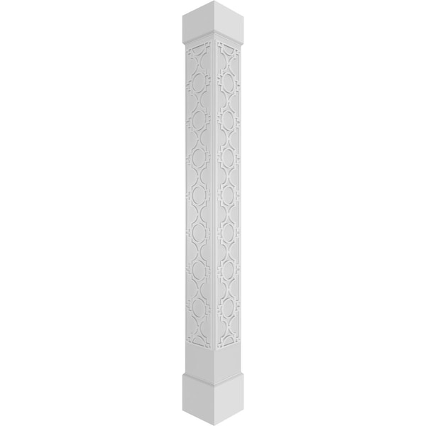 Ekena Millwork Craftsman Classic Square Non-Tapered Gypsum Fretwork Column w/ Standard Capital & Standard Base - CC0810ENGYPCSCS