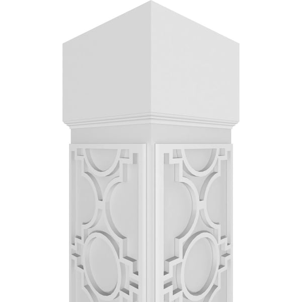 Ekena Millwork Craftsman Classic Square Non-Tapered Gypsum Fretwork Column w/ Standard Capital & Standard Base - CC0810ENGYPCSCS