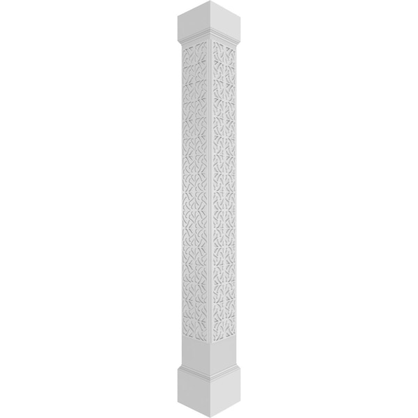 Ekena Millwork Craftsman Classic Square Non-Tapered Paisley Fretwork Column w/ Mission Capital & Mission Base - CC1208ENPSLMIMI