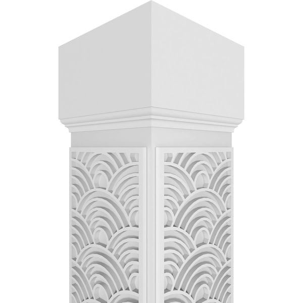 Ekena Millwork Craftsman Classic Square Non-Tapered Art Deco Fretwork Column w/ Mission Capital & Mission Base - CC1010ENARDMIMI
