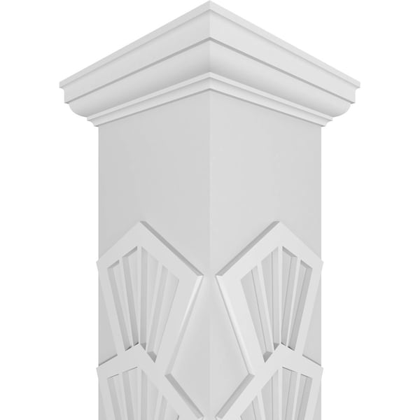Ekena Millwork Craftsman Classic Square Non-Tapered Coastal Fretwork Column w/ Tuscan Capital & Tuscan Base - CC1209ENCTLTUTU