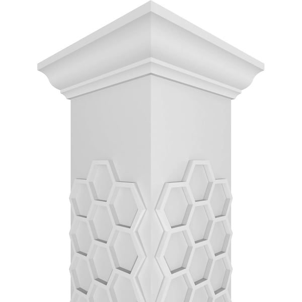 Ekena Millwork Craftsman Classic Square Non-Tapered Westmore Fretwork Column w/ Crown Capital & Crown Base - CC0808ENWSTCRCR