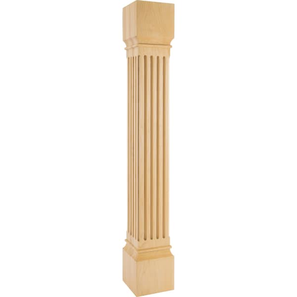 Hardware Resources 6" Wx6"Dx42"H White Birch Fluted Post - P27-6-42-WB