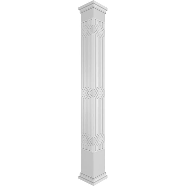 Ekena Millwork Craftsman Classic Square Non-Tapered Atlas Fretwork Column w/ Prairie Capital & Prairie Base - CC1009ENATLPRPR