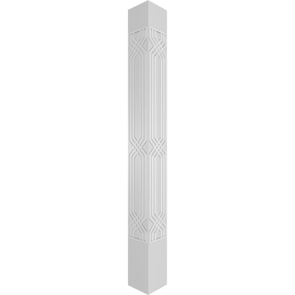 Ekena Millwork Craftsman Classic Square Non-Tapered Atlas Fretwork Column w/ Prairie Capital & Prairie Base - CC1009ENATLPRPR