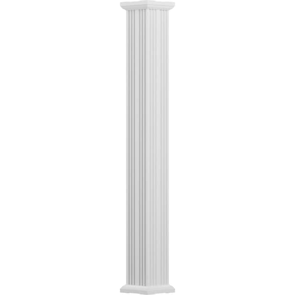 Ekena Millwork 6" x 9' Endura-Aluminum Column, Square Shaft (For Post Wrap Installation), Non-Tapered, FLuted - EA0609INFSBTUTU