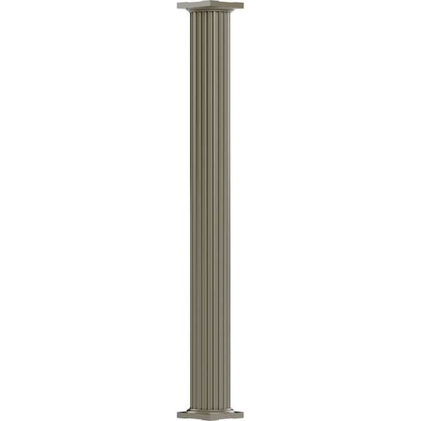 Ekena Millwork 10" x 9' Endura-Aluminum Column, Round Shaft (For Post Wrap Installation), Non-Tapered, FLuted - EA1009RNFSDTUTU
