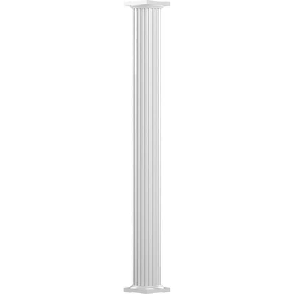 Ekena Millwork 10" x 8' Endura-Aluminum Column, Round Shaft (For Post Wrap Installation), Non-Tapered, FLuted - EA1008RNFSATUTU