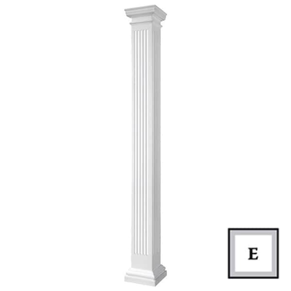 Ekena Millwork Endura-Stone Pro Series Fluted Column, Square Non-Tapered Shaft (FRP), Smooth Finish - ESPK0810ENFTUTU