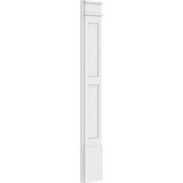 Ekena Millwork Two Equal Flat Panel PVC Pilaster w/Decorative Capital & Base, 9"W x 60"H x 2"P - PILP09X060DFP02-2