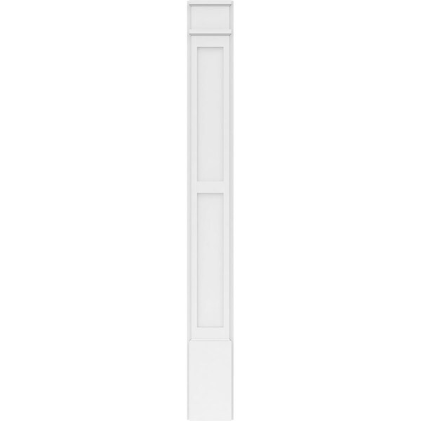 Ekena Millwork Two Equal Flat Panel PVC Pilaster w/Decorative Capital & Base, 8W x 72H x 2P, PR - PILP08X072DFP02-2