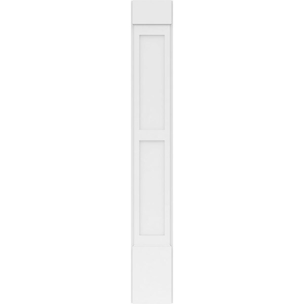 Ekena Millwork Two Equal Flat Panel PVC Pilaster w/Standard Capital & Base, 10"W x 72"H x 2"P - PILP10X072DFP01-2