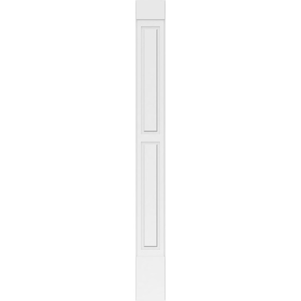 Ekena Millwork Two Equal Raised Panel PVC Pilaster w/Standard Capital & Base, 12"W x 120"H x 2"P - PILP12X120DRP01-2