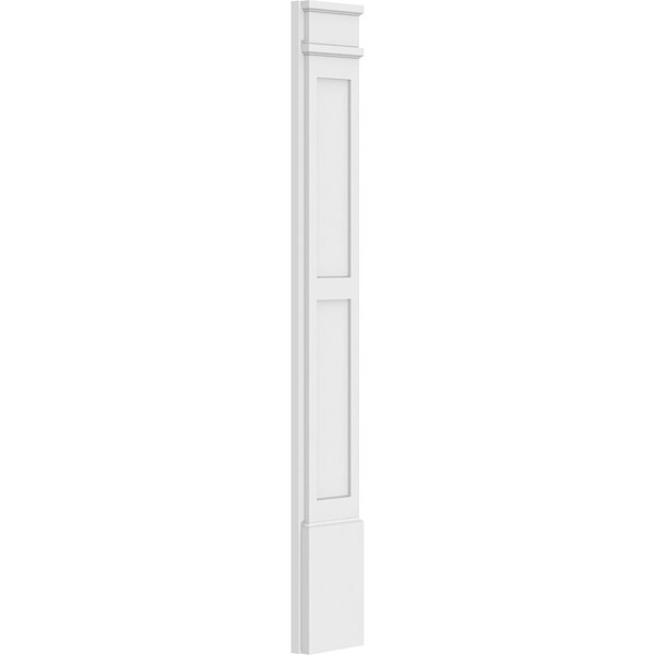 Ekena Millwork Two Equal Flat Panel PVC Pilaster w/Decorative Capital & Base, 8"W x 60"H x 2"P - PILP08X060DFP02-2