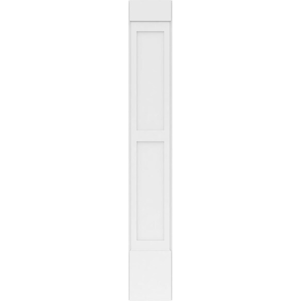 Ekena Millwork Two Equal Flat Panel PVC Pilaster w/Standard Capital & Base, 12"W x 82"H x 2"P - PILP12X082DFP01-2