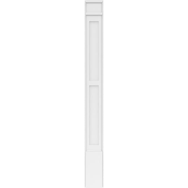 Ekena Millwork Two Equal Flat Panel PVC Pilaster w/Decorative Capital & Base, 6"W x 60"H x 2"P - PILP06X060DFP02-2
