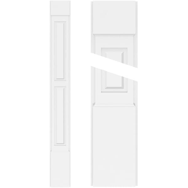 Ekena Millwork Two Equal Raised Panel PVC Pilaster w/Standard Capital & Base, 5"W x 72"H x 2"P - PILP05X072DRP01-2